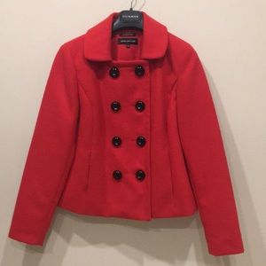 Red pea coat